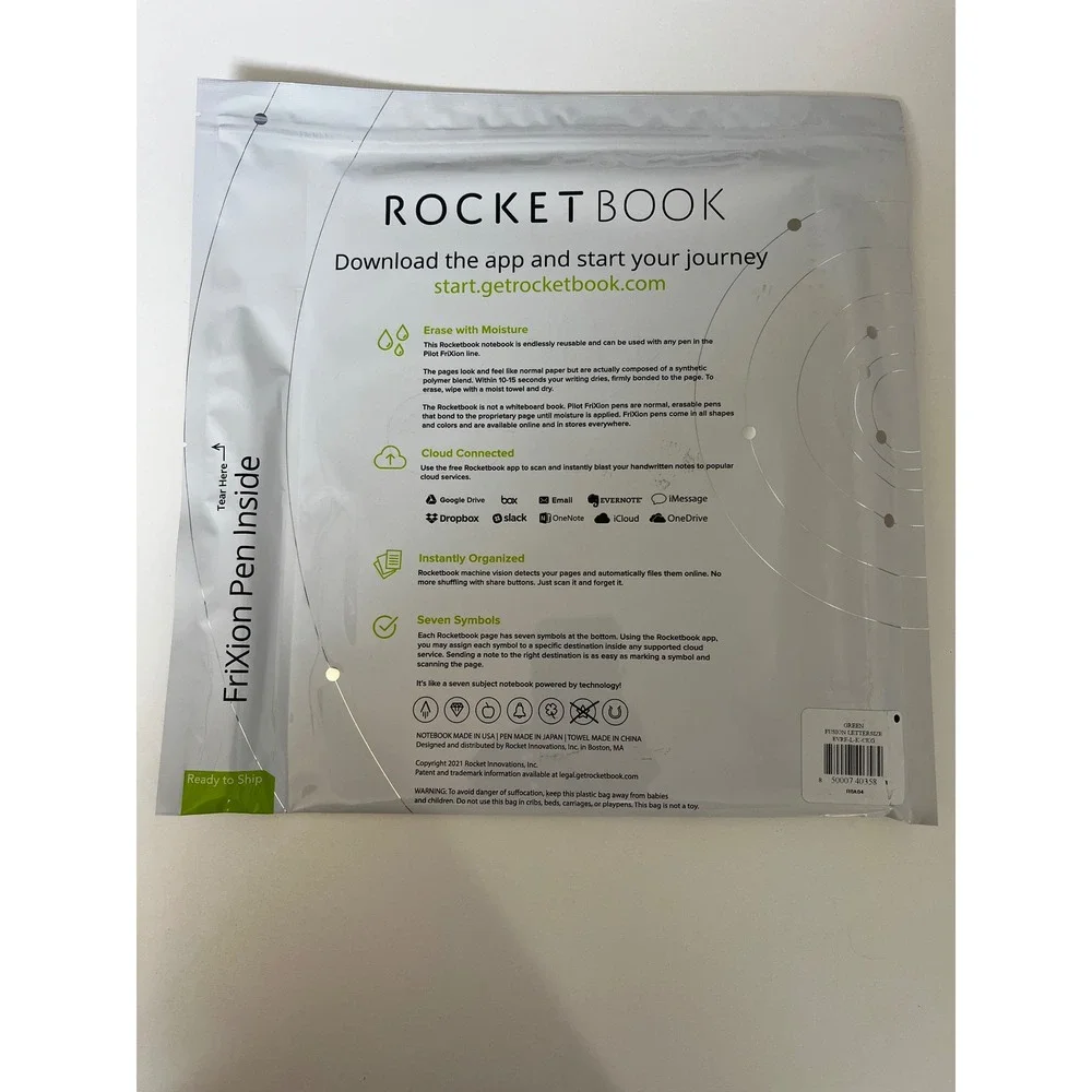 Rocketbook Fusion Letter Size‎ Green Endlessly Reusable Notebook New